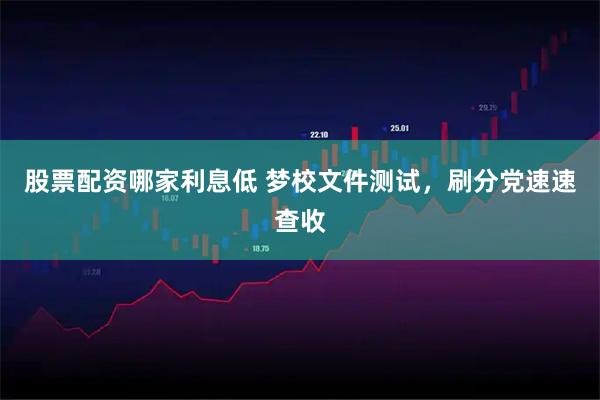 股票配资哪家利息低 梦校文件测试，刷分党速速查收